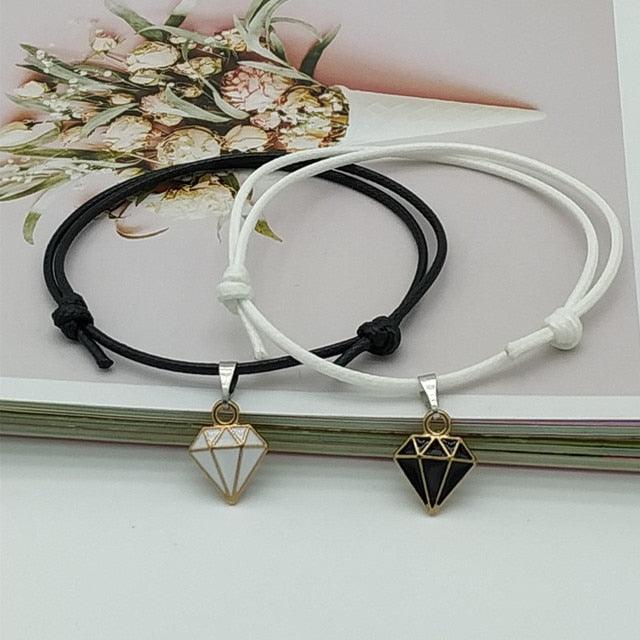 2 pcs Set Couple Trendy Bracelet For Friend Lock Key Design Black Color Rope Couple Bracelets For Women Men Attraction Matching Bracelet Gifts For Boyfriend Girlfriend Best Friend Eternal Love Charms Adjustable Jewelry