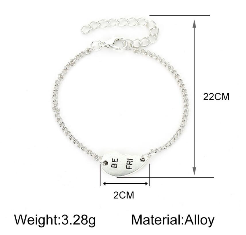 2 Pcs/Set Fashion Best Friends Charm Bracelets For Women Girls Heart Friendship Forever Jewelry Bracelets For Women Cute Jewelry Love Sister Best Friend Charm Bracelet For Girls Best Gifts For Friends