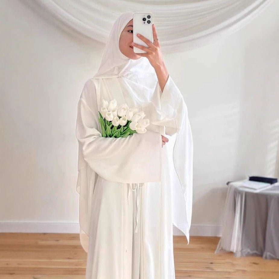 2-Piece Satin Open Abaya Set(MOA317)
