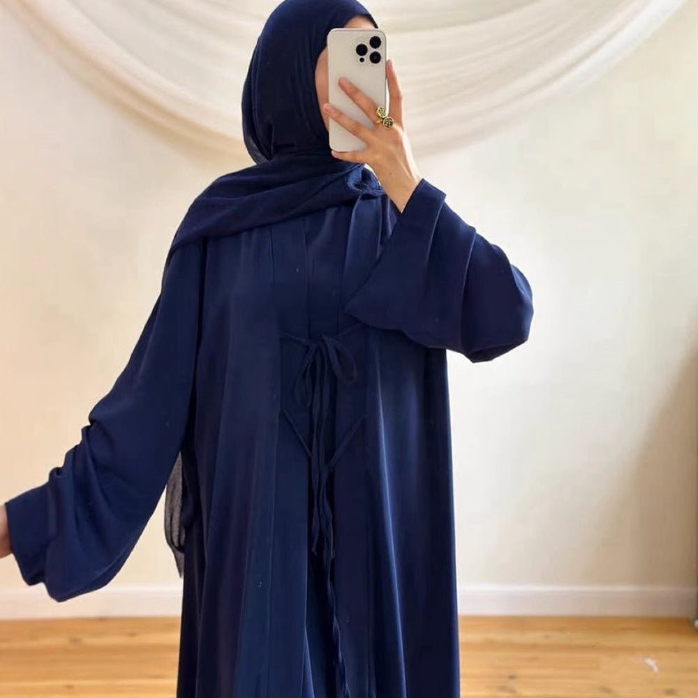 2-Piece Satin Open Abaya Set(MOA317)