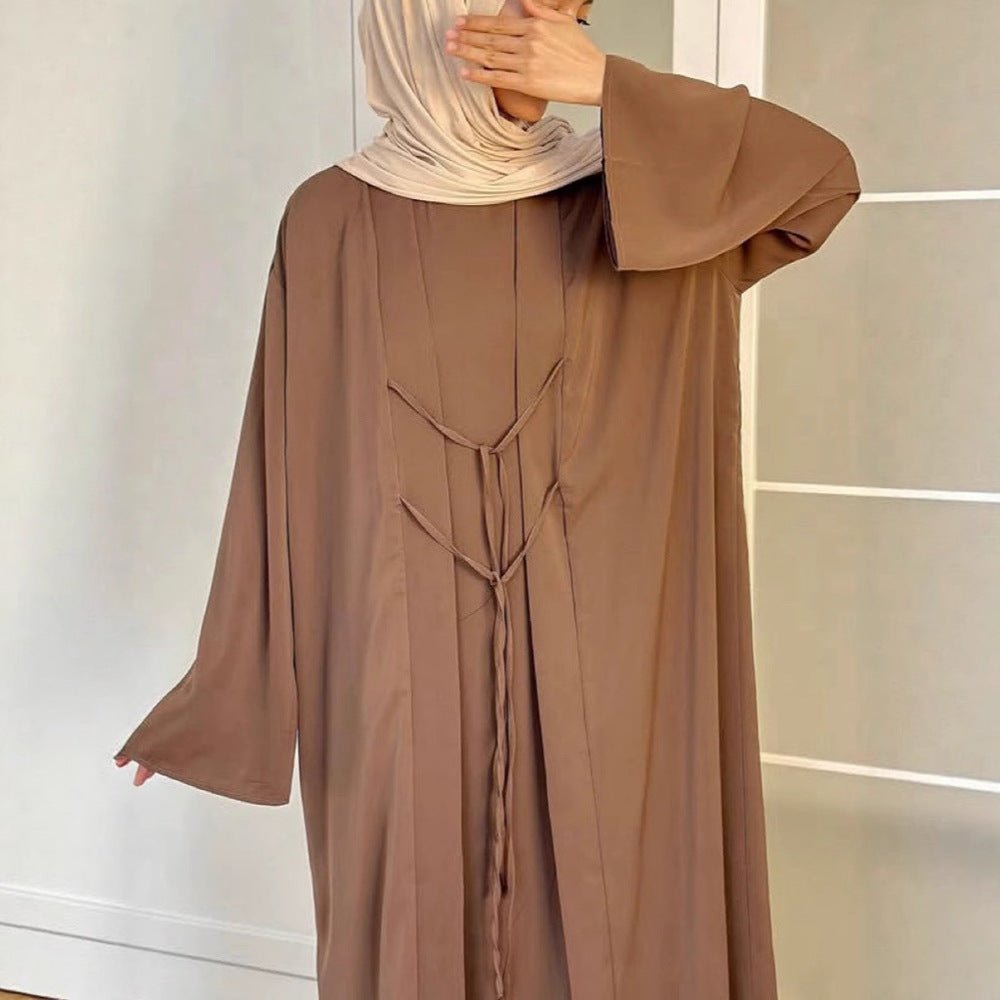 2-Piece Satin Open Abaya Set(MOA317)