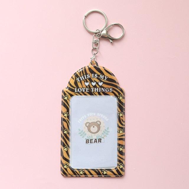 2 Pockets Colorful Photo Card Holder Pockets for Mini Photo Sticker & Name Card 3 Inch 6.35 x 9cm Photos with Key Chain Album Gifts For Valentines Day
