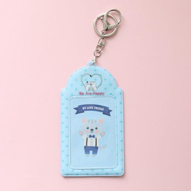 2 Pockets Colorful Photo Card Holder Pockets for Mini Photo Sticker & Name Card 3 Inch 6.35 x 9cm Photos with Key Chain Album Gifts For Valentines Day