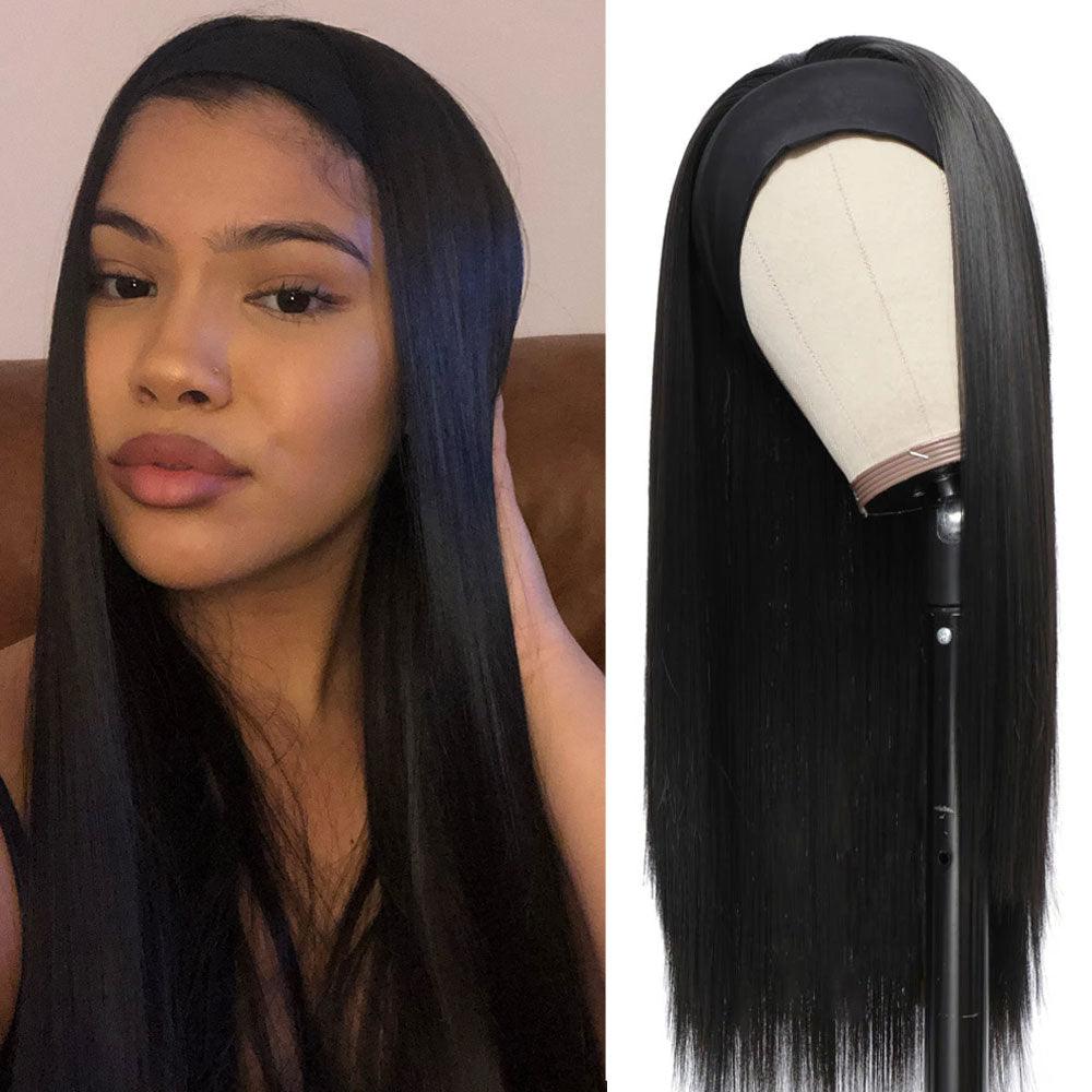 20 22 24 26 28 30inch Long Straight Headband Wigs Heat Resistant Synthetic Hair Wig Machine Made Wigs For Black Women Cosplay Wigs For Women Gifts for girlfriends