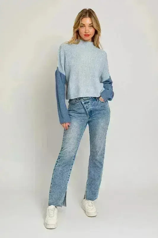 Color Block Oversize Sweater – Bold & Cozy Winter Knit