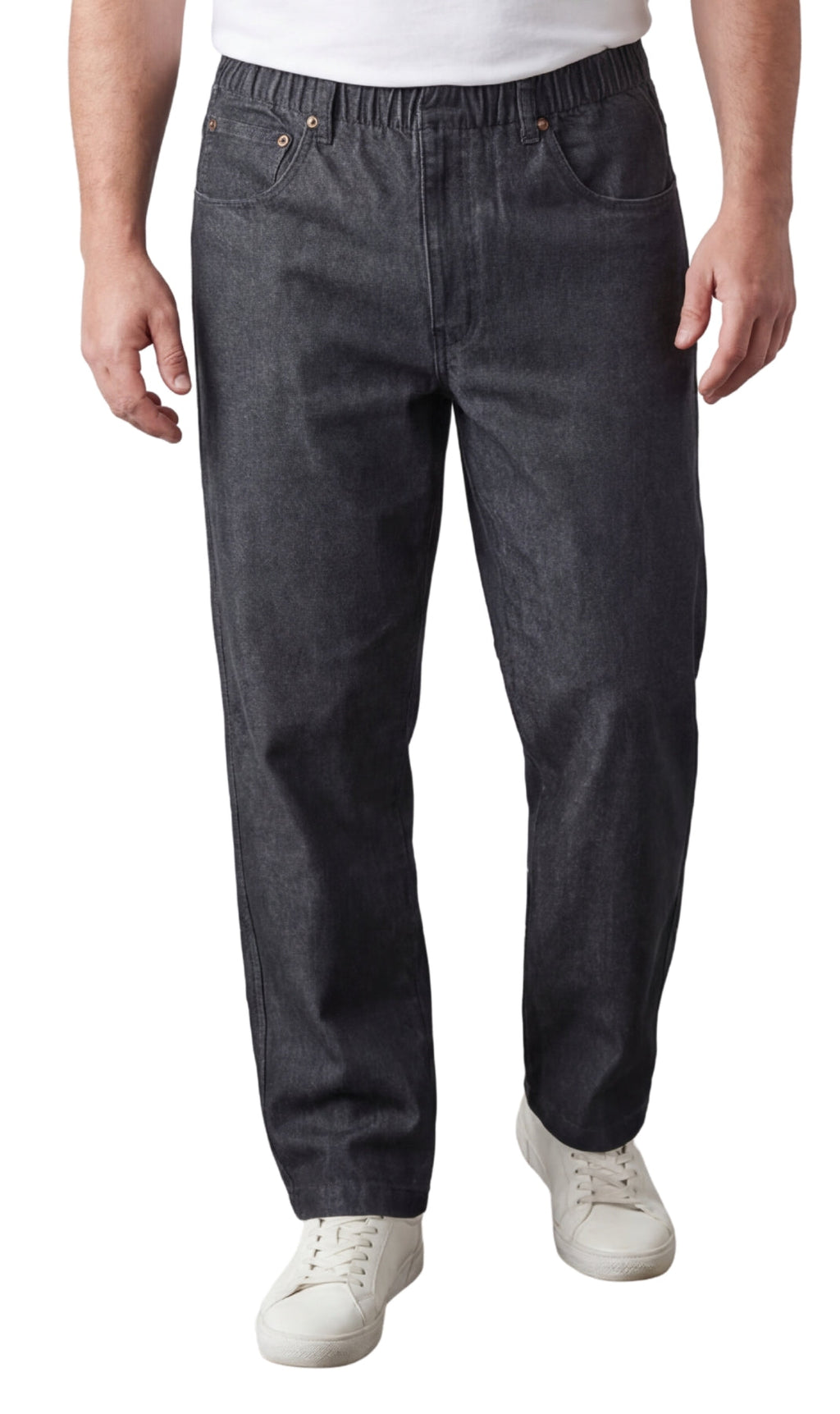 Men's Pull-On Denim and Twill Pants — Elastic Waist Easy Fit