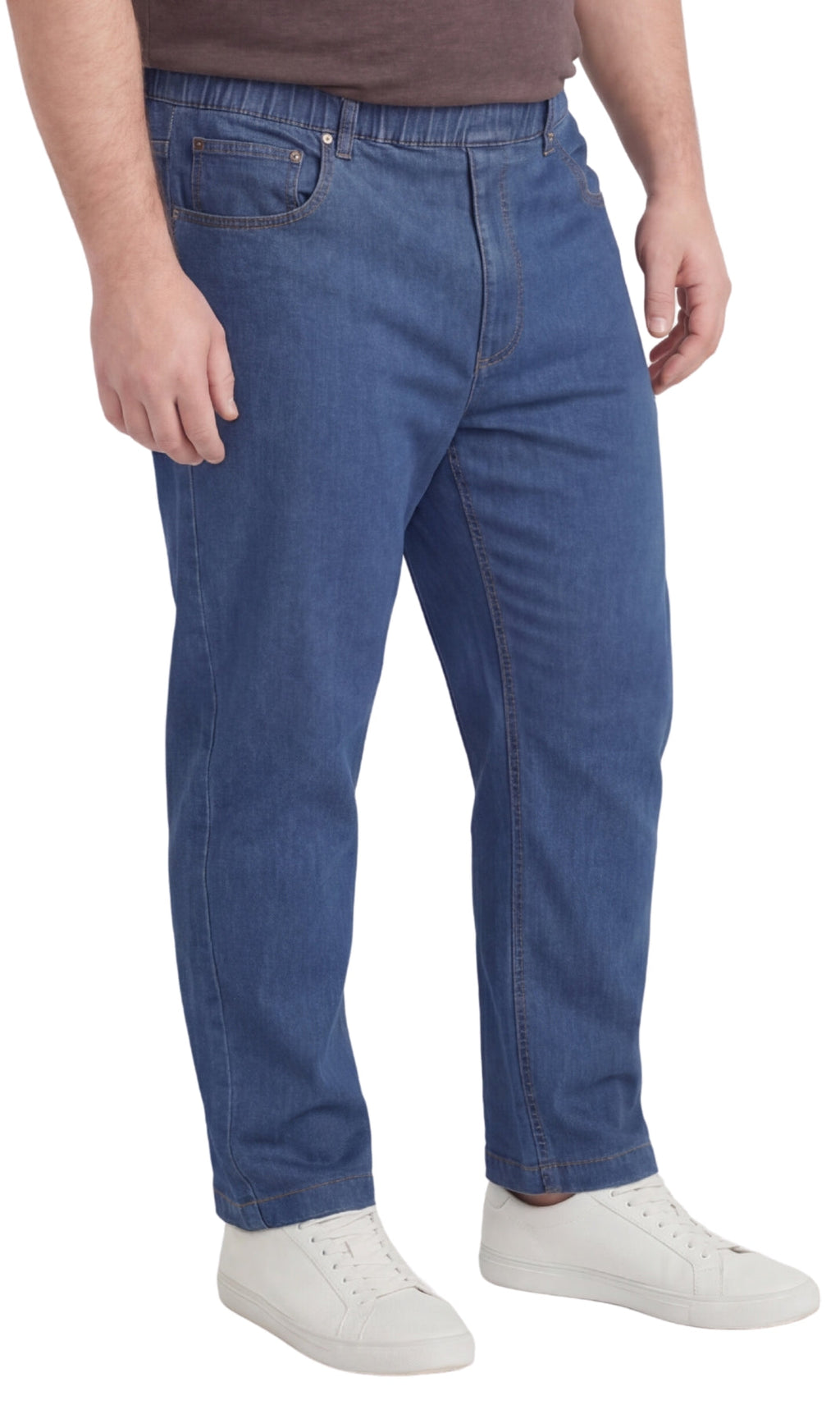 Men's Pull-On Denim and Twill Pants — Elastic Waist Easy Fit