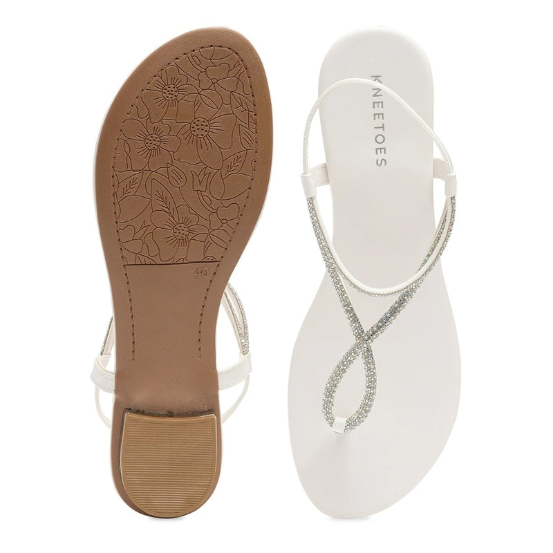 Liora - White Thong Sandals