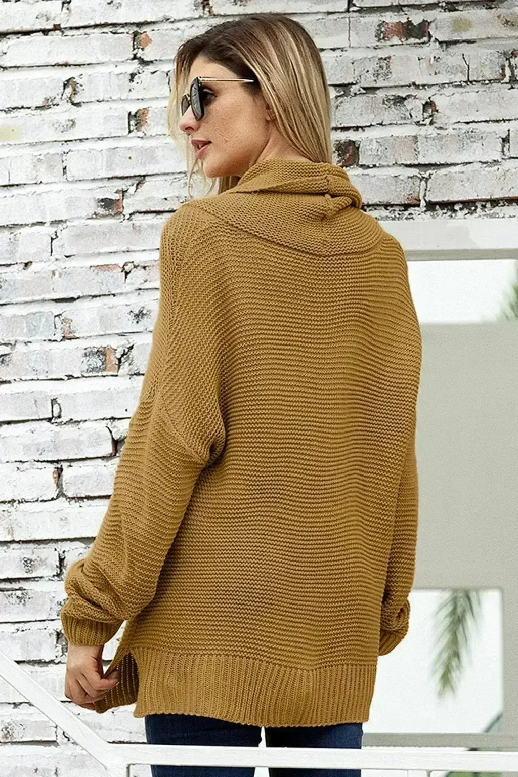 Khaki Turtleneck Sweater - Cozy Winter Knit with Long Sleeves | Femstylo