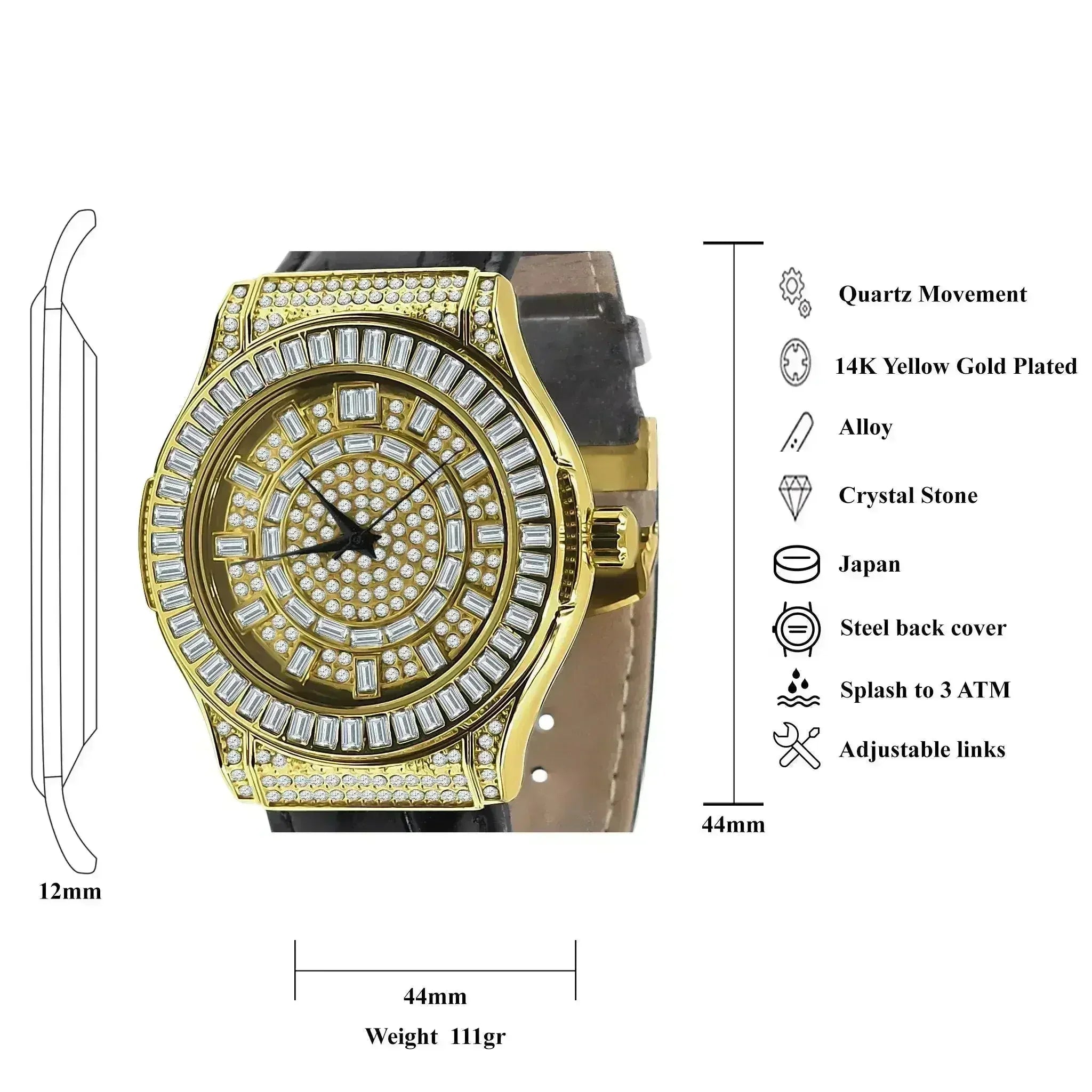 Luxury Gold-Tone Leather Watch - Bold Dial Men's Timepiece | Femstylo