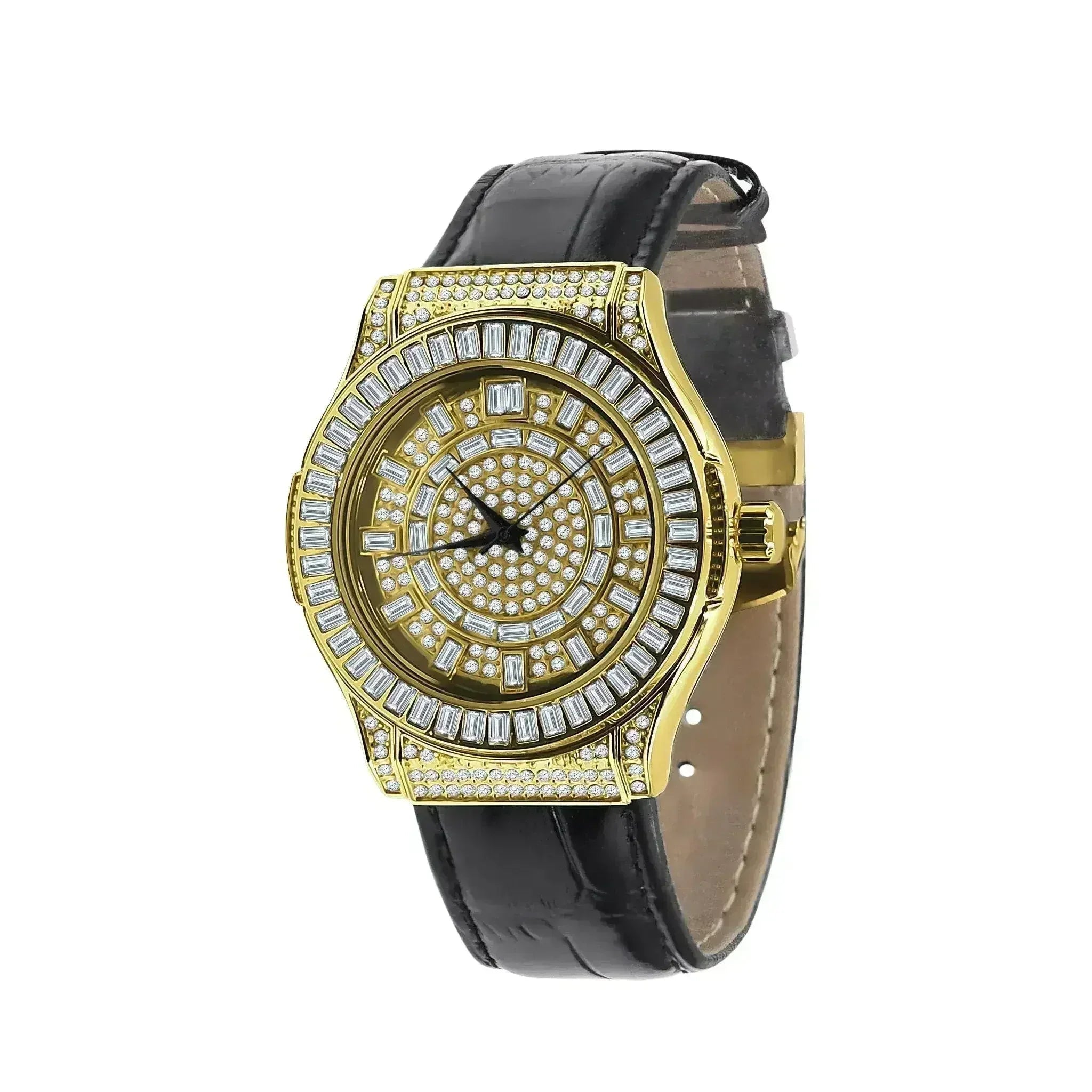 Luxury Gold-Tone Leather Watch - Bold Dial Men's Timepiece | Femstylo