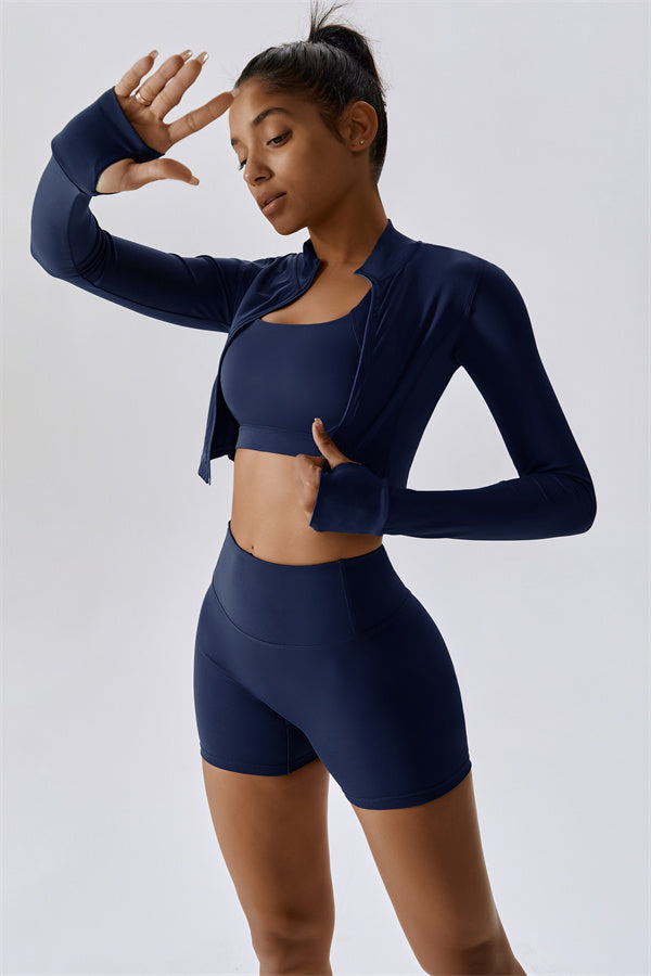 The Eloise Jacket Sports Bra Shorts 3-Piece Set