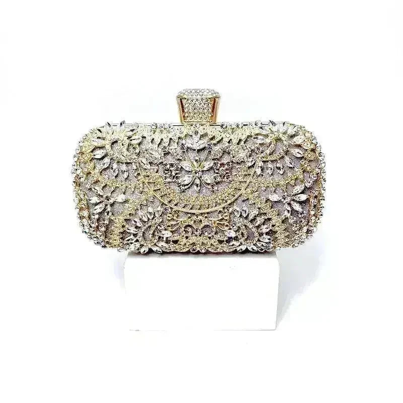 Floral Diamond Clutch Bag - Wedding & Party Minaudière | Femstylo