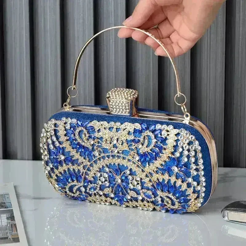 Floral Diamond Clutch Bag - Wedding & Party Minaudière | Femstylo