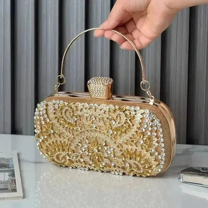Floral Diamond Clutch Bag - Wedding & Party Minaudière | Femstylo