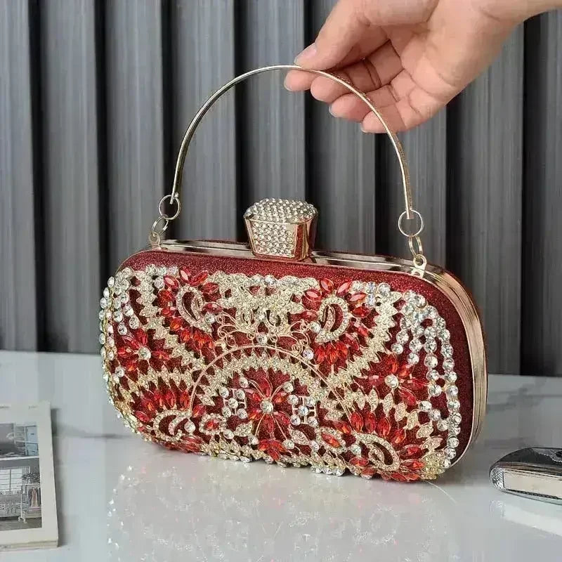 Floral Diamond Clutch Bag - Wedding & Party Minaudière | Femstylo
