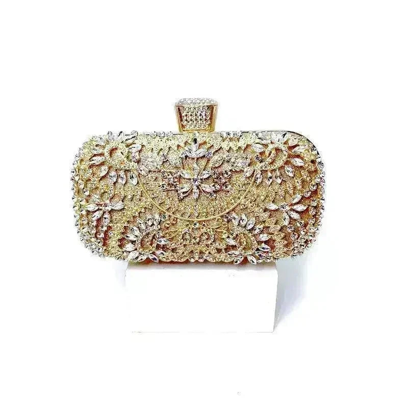 Floral Diamond Clutch Bag - Wedding & Party Minaudière | Femstylo