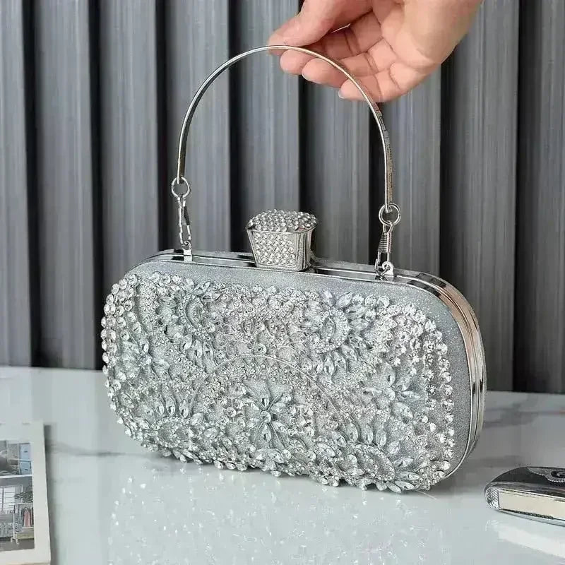 Floral Diamond Clutch Bag - Wedding & Party Minaudière | Femstylo
