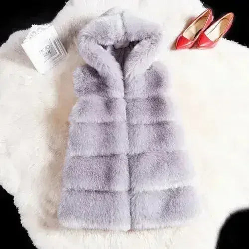 2022 Winter Sleeveless Artificial Fox Fur Coat Gilet Faux Fur Jacket