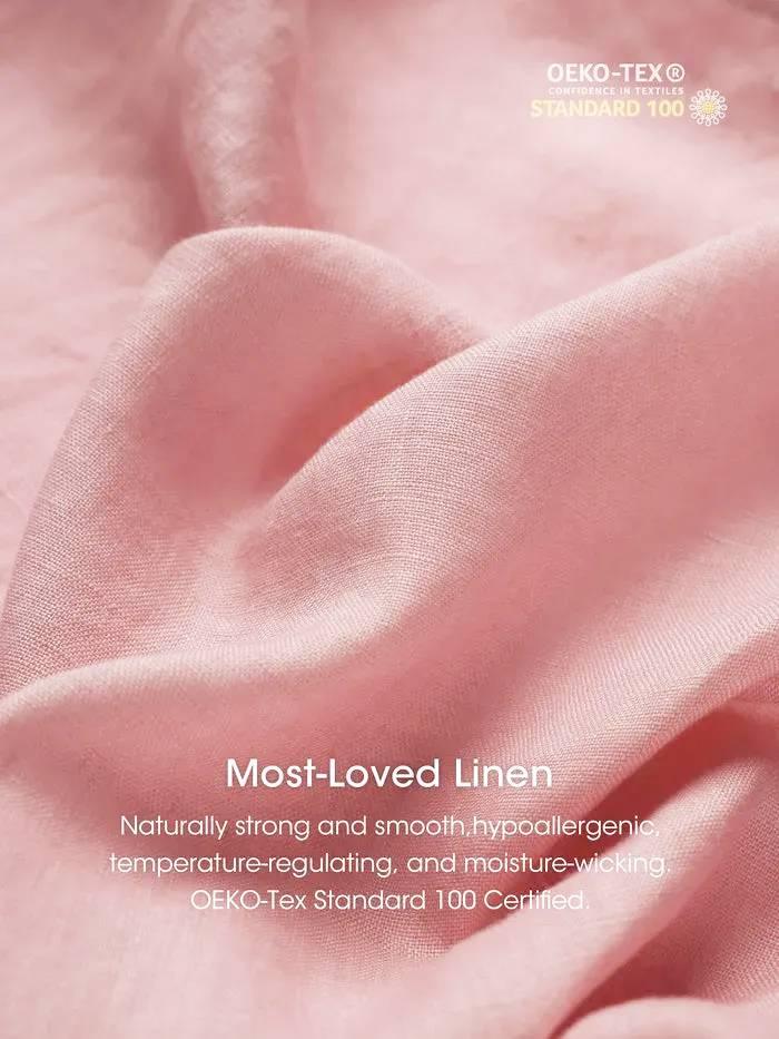 100% Linen Loose Fit Button Waist Gathered Midi Dress LUNA