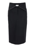 Alexander Mcqueen Women Black Skirt With Foldover Waist And Rear Single Slit In Wool Woman