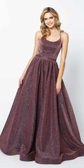 Juliet 204 Criss Cross Back Ball Gown Style Glitter Dress