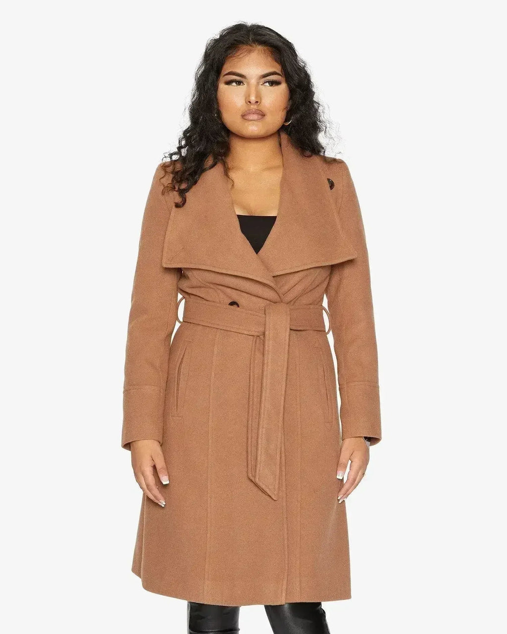 Waterfall Lapel Double Breasted Duster Coat