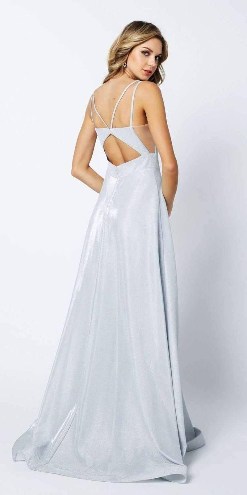 Juliet 208 Cut-Out Strappy Back Glitter Long Dress