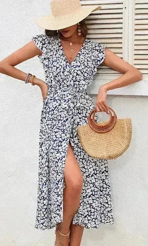 Floral V-Neck Dress – Feminine & Flowy Spring Style