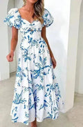 Puff Sleeve Maxi Dress - Romantic Flowy Dress | Femstylo