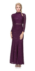 CLEARANCE - Eureka 2095 Long Sleeve Lace Dress Mock 2-Piece High Neck (Size Medium)