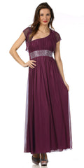 CLEARANCE - Celavie 2095L Dinner Party Long Plum One Shoulder Dress Chiffon (Size XL)