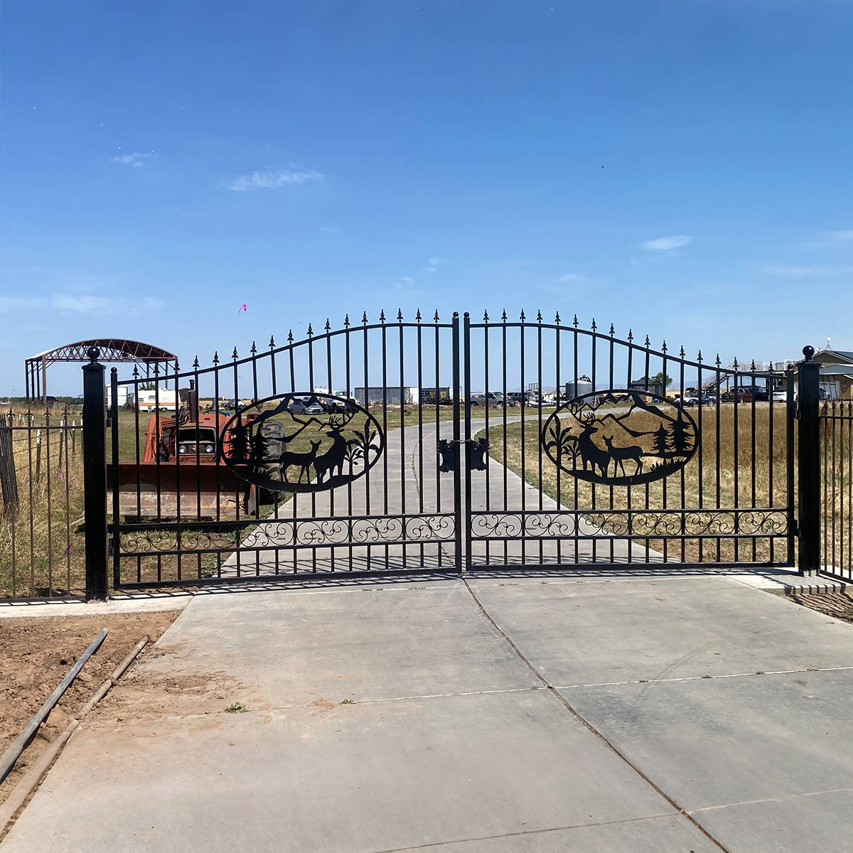 20x8 ft Steel Dual Swing Driveway Gate