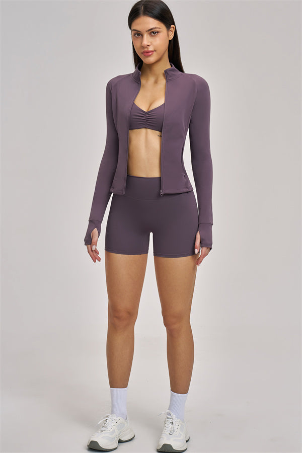 The Swoon Jacket Sports Bra Shorts 3-Piece Set