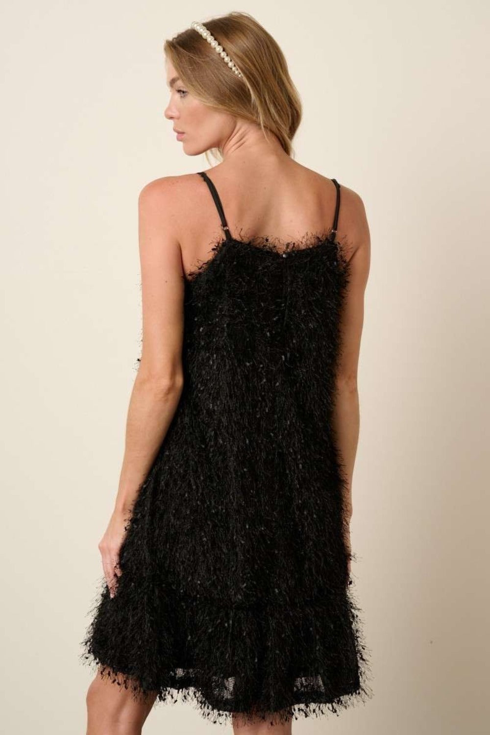 Feather Ruffle Hem Mini Cami Dress For Women – Ruffled Mini Dress, Cami Dress, Feather Detail Dress, Playful Mini Dress, Warm Weather Dress