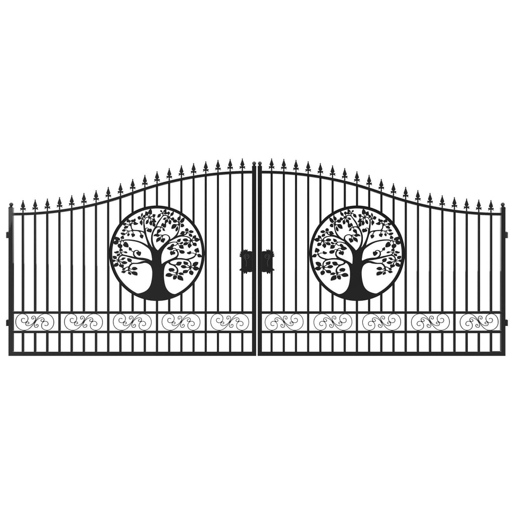 20x8 ft Steel Dual Swing Driveway Gate