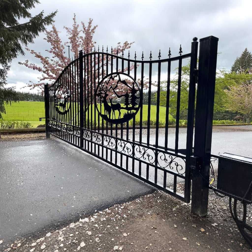 20x8 ft Steel Dual Swing Driveway Gate
