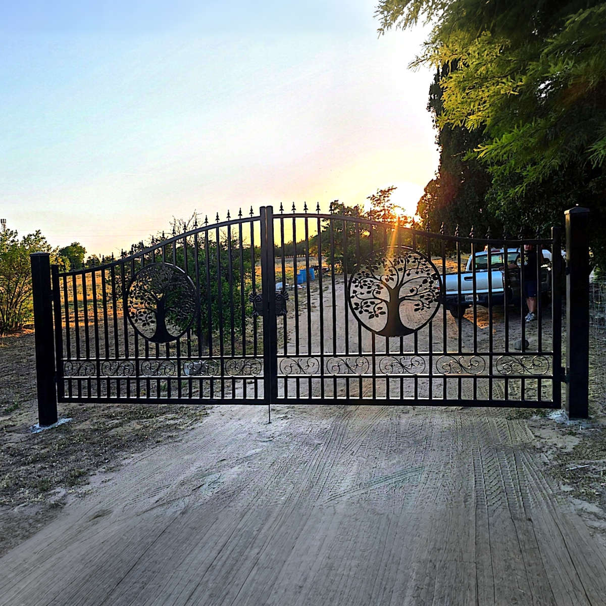 20x8 ft Steel Dual Swing Driveway Gate