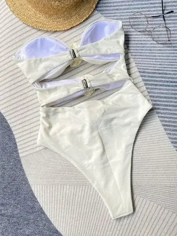 Cutout one piece rose swimsuit