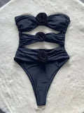 Cutout one piece rose swimsuit