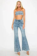 HIGH RISE SUPER STRETCH FLARE W/SEAMED FRONT JEANS