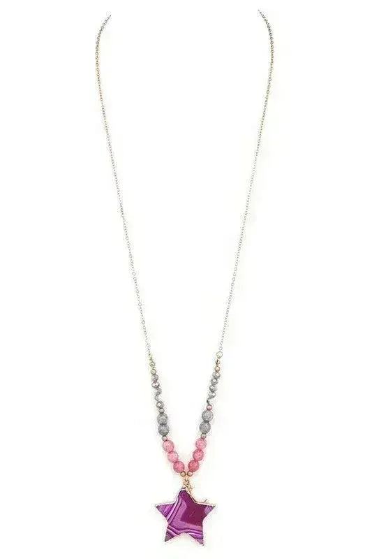 Gold Painted Cutout Agate Star Pendant Necklace