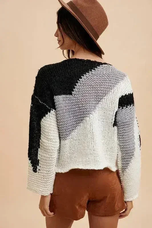 Annie Wear Color Block Drop Shoulder Sweater - Trendy & Comfortable