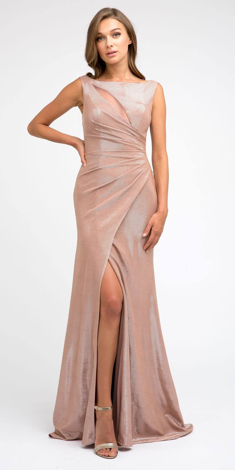 Juliet 218 Faux-Wrap Mermaid Long Dress Sleeveless