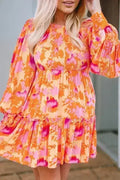Abstract Smocked Bust Ruffle Mini Dress