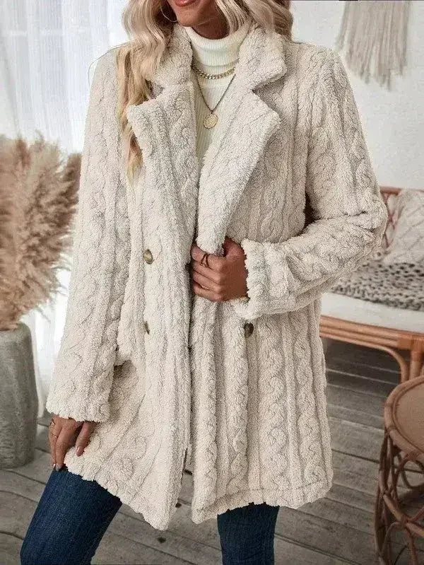 Sherpa long button front coat