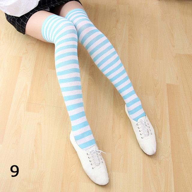22 Colors Sweet Cute Girls Over Knee Long Printed Thigh High Cotton Socks Plus Size Over knee Socks for Women