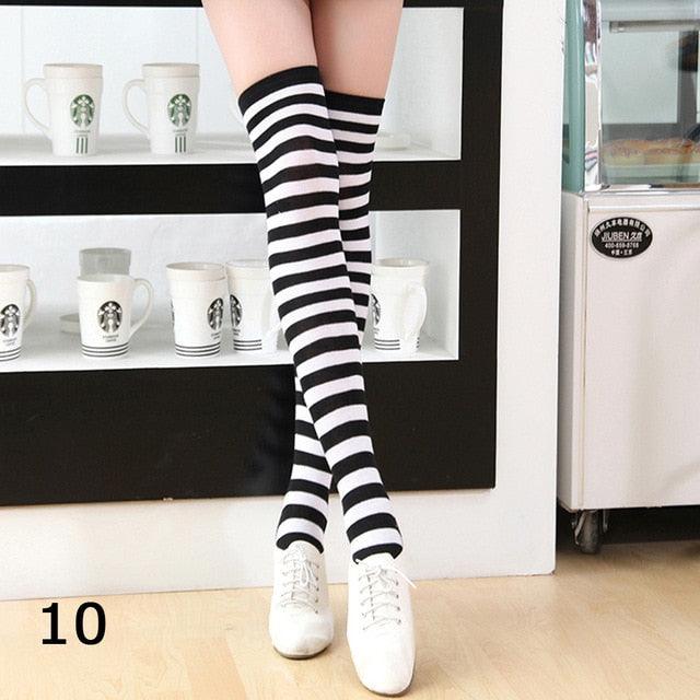 22 Colors Sweet Cute Girls Over Knee Long Printed Thigh High Cotton Socks Plus Size Over knee Socks for Women
