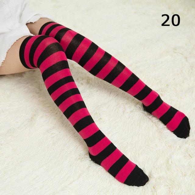 22 Colors Sweet Cute Girls Over Knee Long Printed Thigh High Cotton Socks Plus Size Over knee Socks for Women