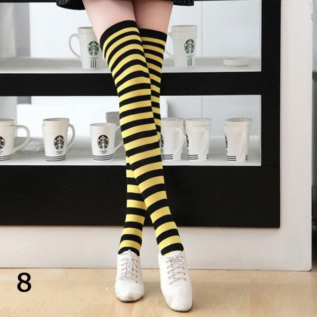 22 Colors Sweet Cute Girls Over Knee Long Printed Thigh High Cotton Socks Plus Size Over knee Socks for Women
